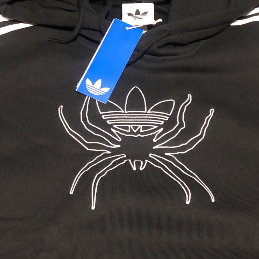 Adidas Originals Spiders Loose Fleece Hoodie Black Men’s Size Small JW0223 - Picture 2 of 9